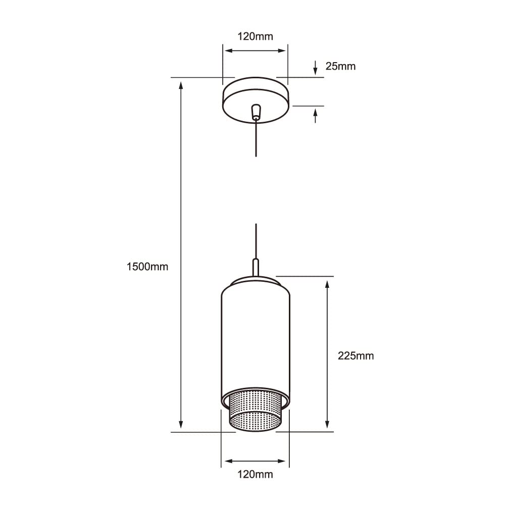 Tecnolite Lámpara Colgante de Cristal 1.50 m de Altura, Potencia Máx. 60 W, 1 Base E27, No incluye foco