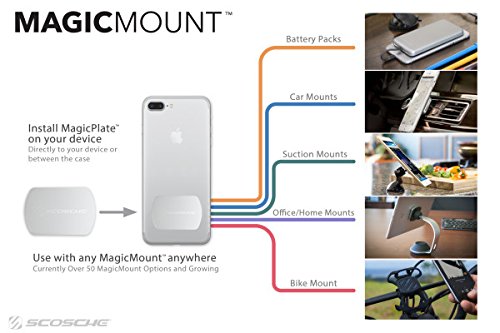 Scosche MPLT44THK2-BP0 MagicMount - Kit de Placa de Metal de Repuesto para teléfono, Placas de Metal Gruesas Extra Fuertes para Soporte magnético para teléfono Celular para Automóvil, Universal con Todos