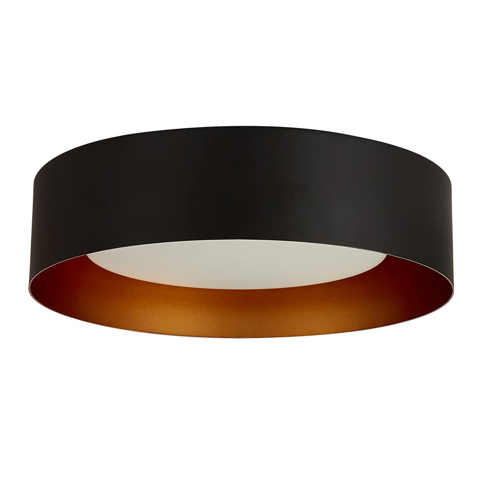 Tecnolite Lámpara LED de Techo, Lámpara para Sobreponer en Techo, Base E27 x 2, Color Negro Mate / Cobre