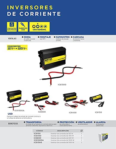 Surtek Inversor de corriente 400 W con voltaje de entrada DC 12 V, voltaje de salida AC 120 V, 60 Hz