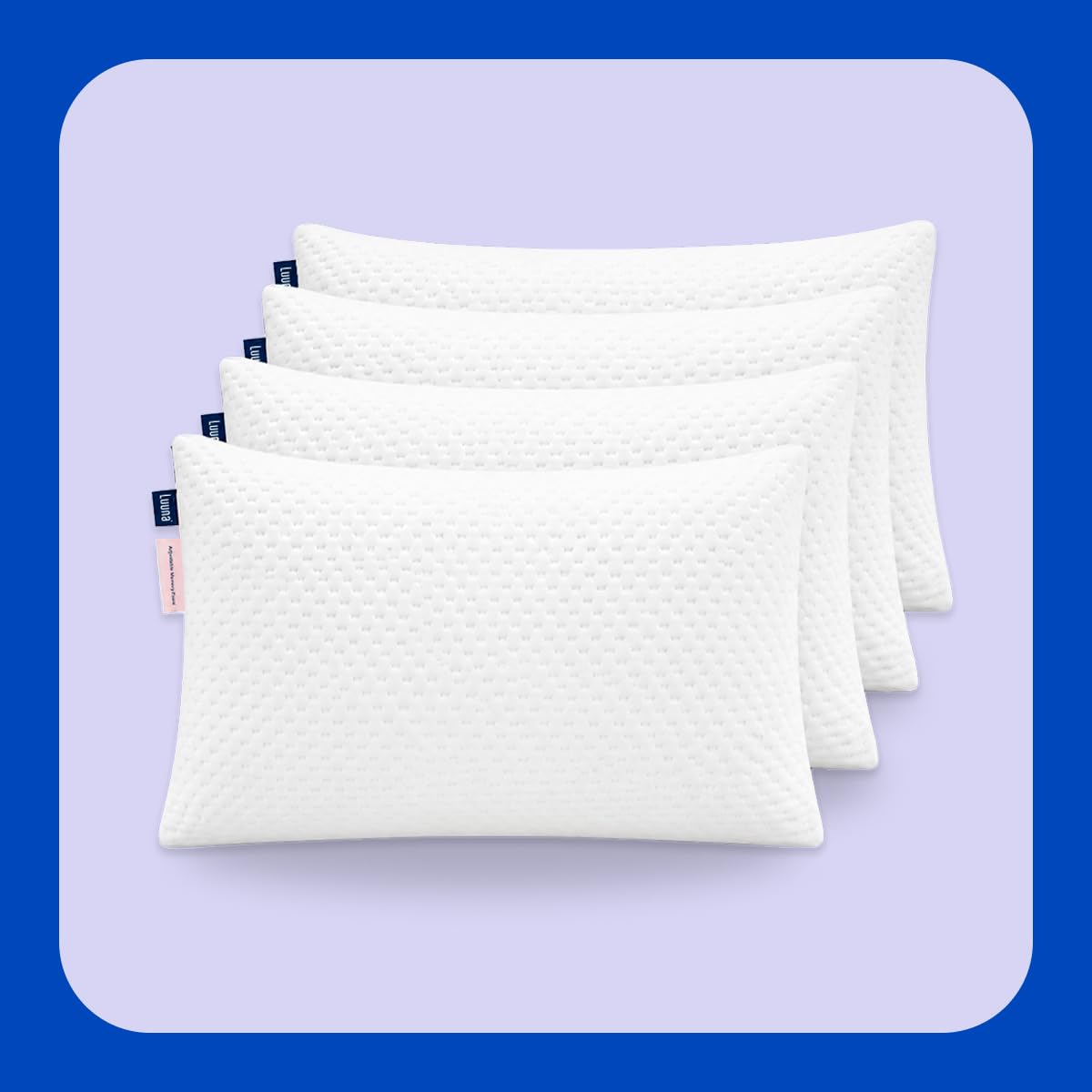 Luuna Almohada Ajustable con Memory Foam Triturado - Suave - Estándar (Paquete de 4)