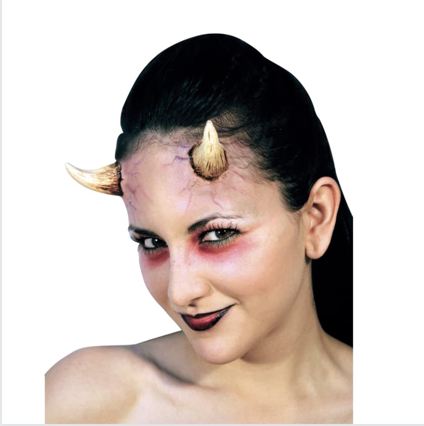 Tictic Horns, Aplicación de Cuernos de Demonio, Pegatina de Látex Demoníaca Ideal para Halloween y Fiesta de Disfraces