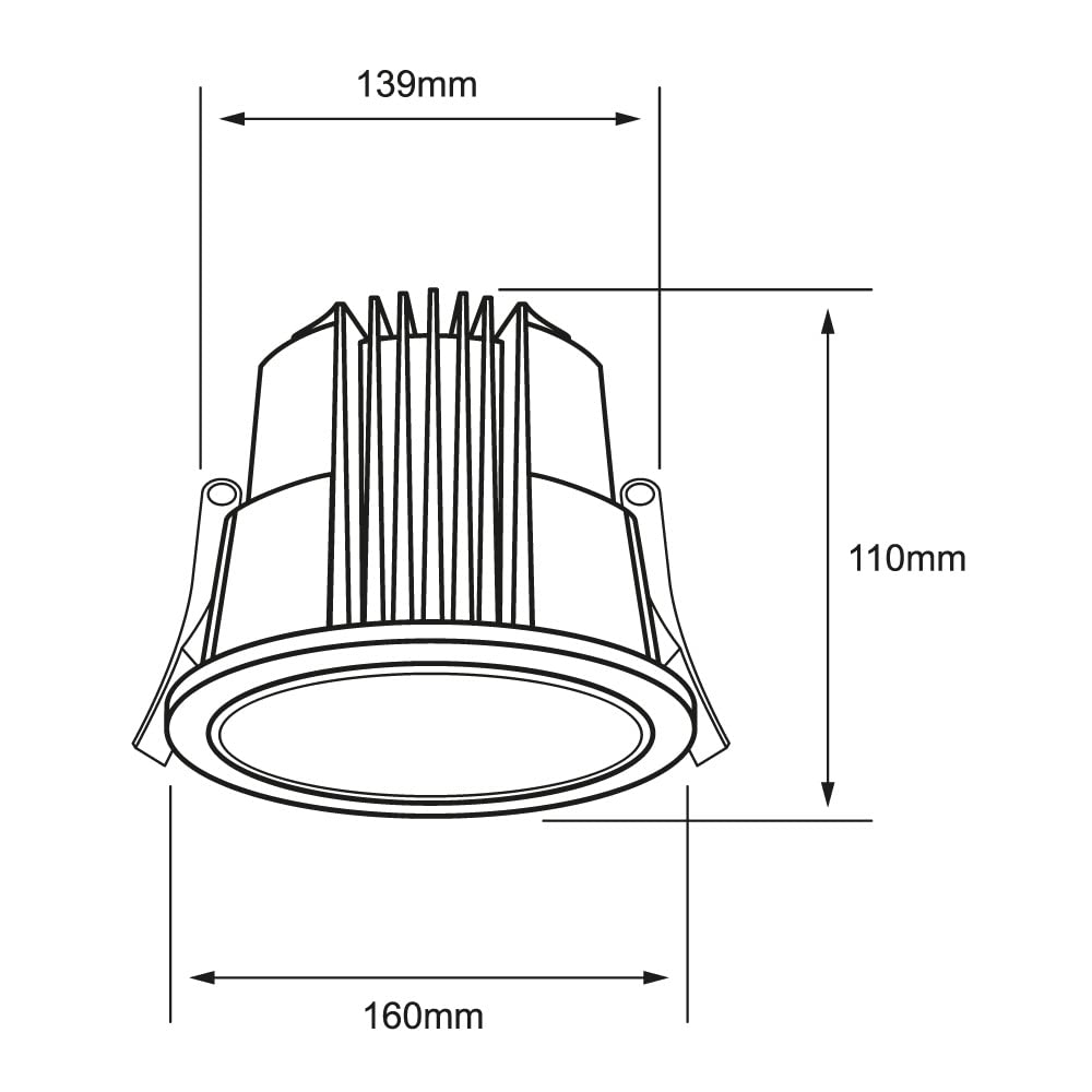 Tecnolite Lámpara Downlight LED Empotrable 35 W, Luz Blanca Configurable, Atenuable, IP54, LED integrado