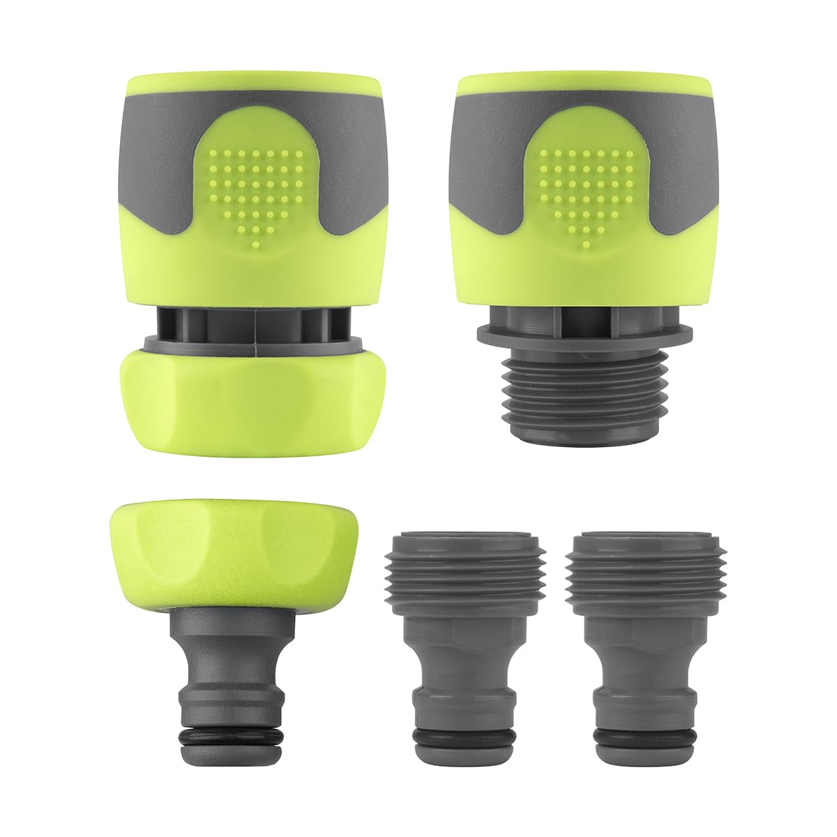 Flexzilla ZillaGreen - Kit de Conexión Rápida para Manguera de Jardín - 5 PC. - Acoplador y enchufe
