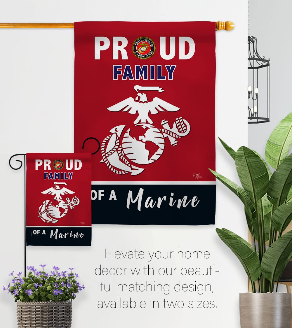 Breeze Decor Bandera de jardín de la familia orgullosa de las Fuerzas Armadas del Cuerpo de Marines USMC Semper Fi de los Estados Unidos de América, Militar de veteranos de jubilación oficial para la casa de jubilación, regalo de doble cara, fabricado en