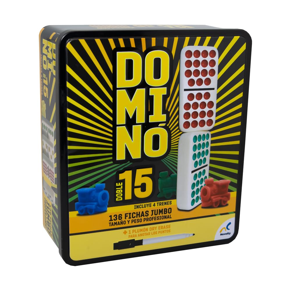 Novelty Juego de Dominó Clásico - Blanco - Rojo - Verde - Doble 15