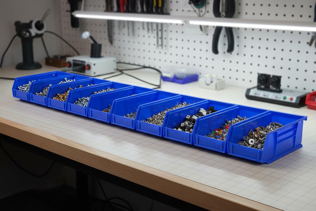 Hudson Exchange - Contenedor de almacenamiento apilable de plástico de 7-1/2 x 4 x 3 pulgadas (azul, 1 paquete)