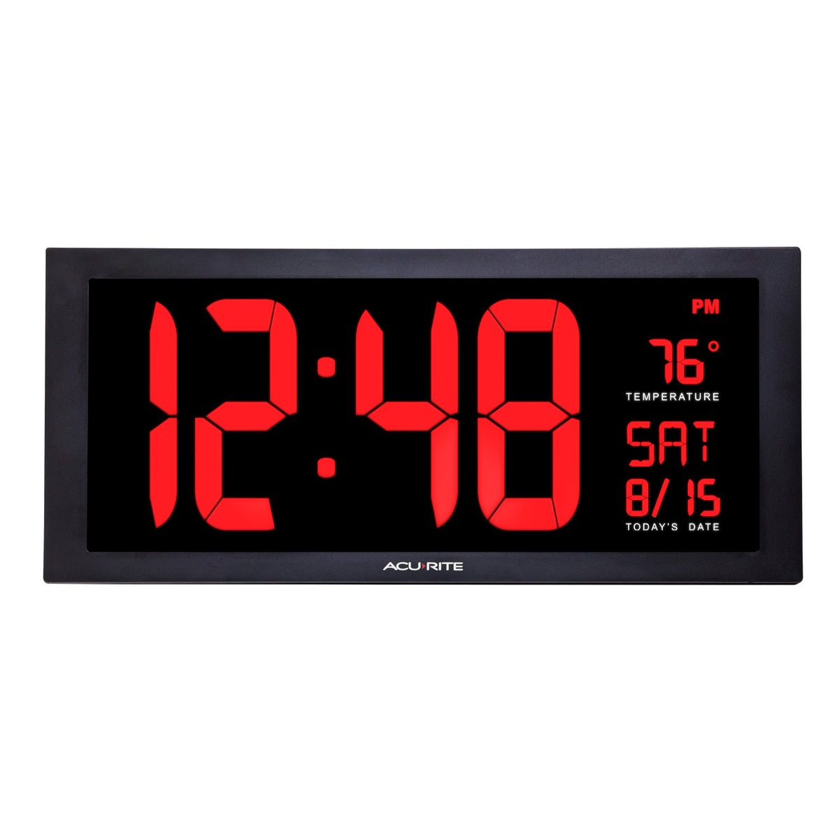 AcuRite Reloj LED de Pared con Temperatura y Fecha, 36.8 cm - 18 pulgadas - Rojo