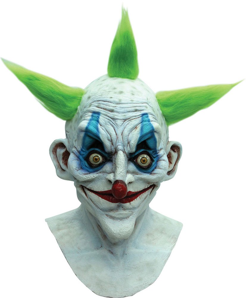 Old Clown, Máscara de Látex de Payaso Creepy Asesino con Sonrisa Tenebrosa, Máscaras de Payasos Ideales para Disfraz de Halloween - Talla Única - Lime - Blue - Red