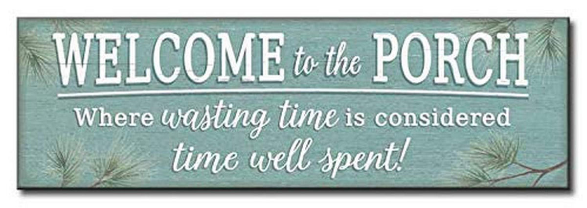 My Word! Placa Decorativa de Madera con Texto en inglés Welcome to The Porch-5" x 16", Color Azul y Verde