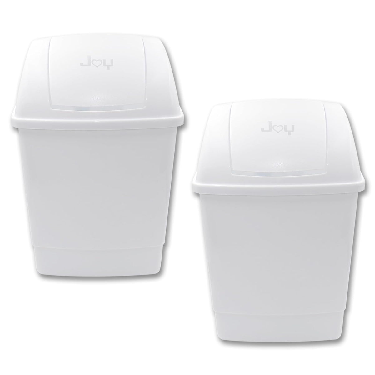 JOY Bote de Basura Con Tapa de Balancín, Paquete de 2, Capacidad 13 Litros, Cesto Rectangular de Plástico para Cocina y Baño, Ideal para Casa y Oficina, (27x23.5x41 cm) Color Blanco - BLANCO