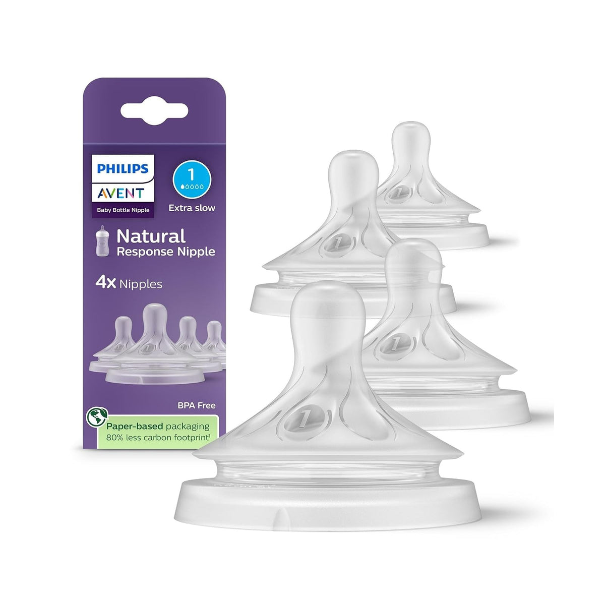 Philips Avent Tetina Natural Response, Antigoteo y Anticólicos, 4 pzas - Flujo 1