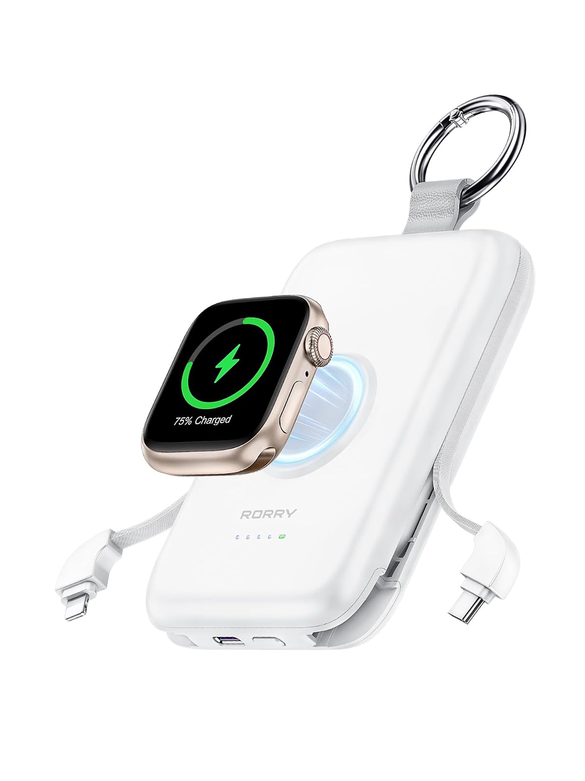 RORRY Power Bank 10000 mAh Carga Rápida PD 20W, 3 en 1 - Blanco