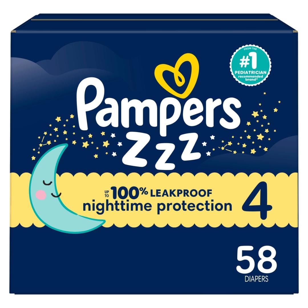 Pampers ZZZ Pañal Desechable Nocturno Etapa 6, Bebés +16 kg - Talla 4 (Paquete de 58)