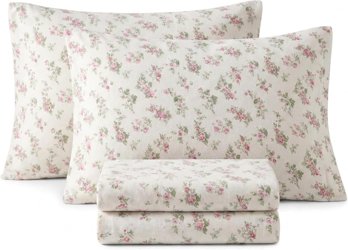 Laura Ashley Home | Colección de Franela | Juego de sábanas de Franela de algodón Ultra Suave y Acogedor, Ligero, de Alta Calidad, Antiarrugas, antidecoloración, Resistente a Las Manchas e