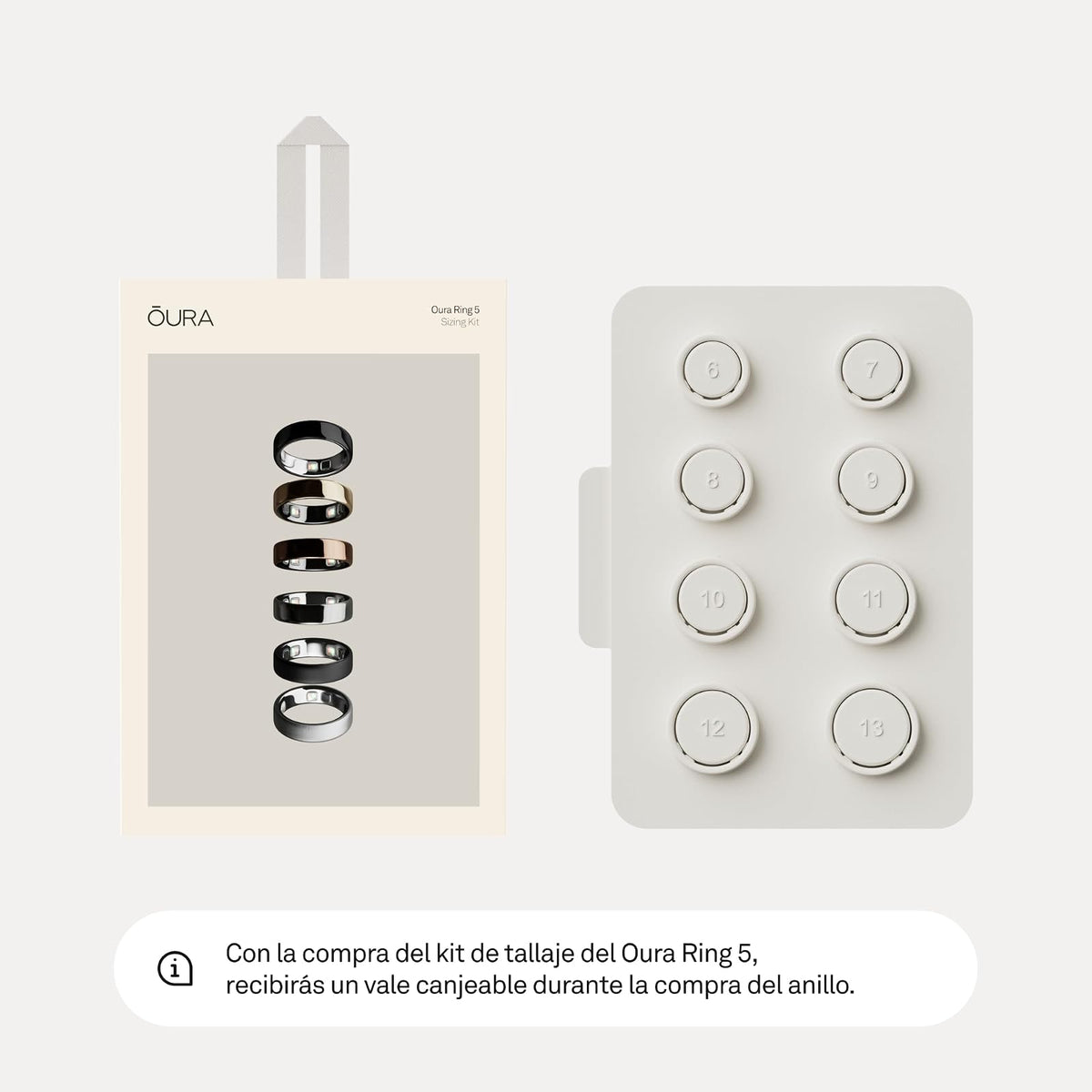 Kit de 5 tallas Oura Ring – Tamaño antes de comprar Anillo Oura 5 – Tamaño único, no estándar – Recibe crédito de por compra de Anillo Oura 5