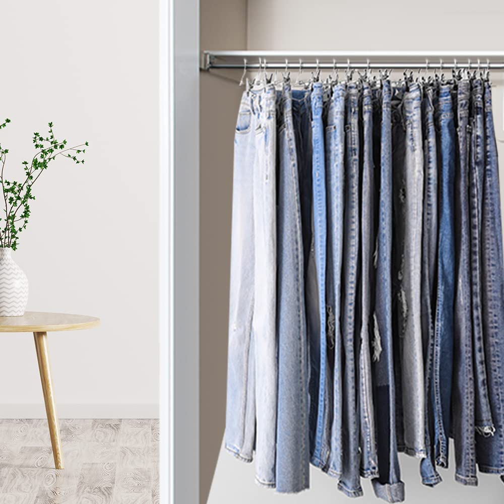 NORTHERN BROTHERS - Paquete de 50 Perchas para Falda con Clips, Perchas para Falda para Mujer, Ahorro de Espacio para Pantalones, Pantalones Cortos, Chamarra, Jeans, Ropa Ajustable para Hombres y