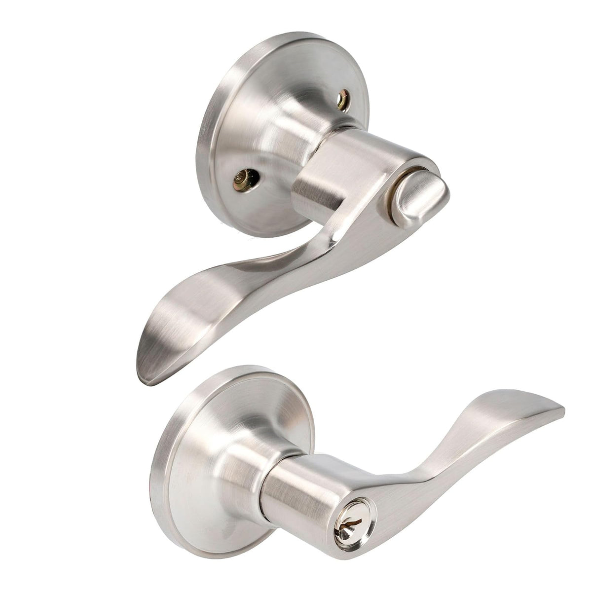 Lock 17MA Manija Tubular Curva para Puerta Interior - Función: Entrada y récamara - Negro
