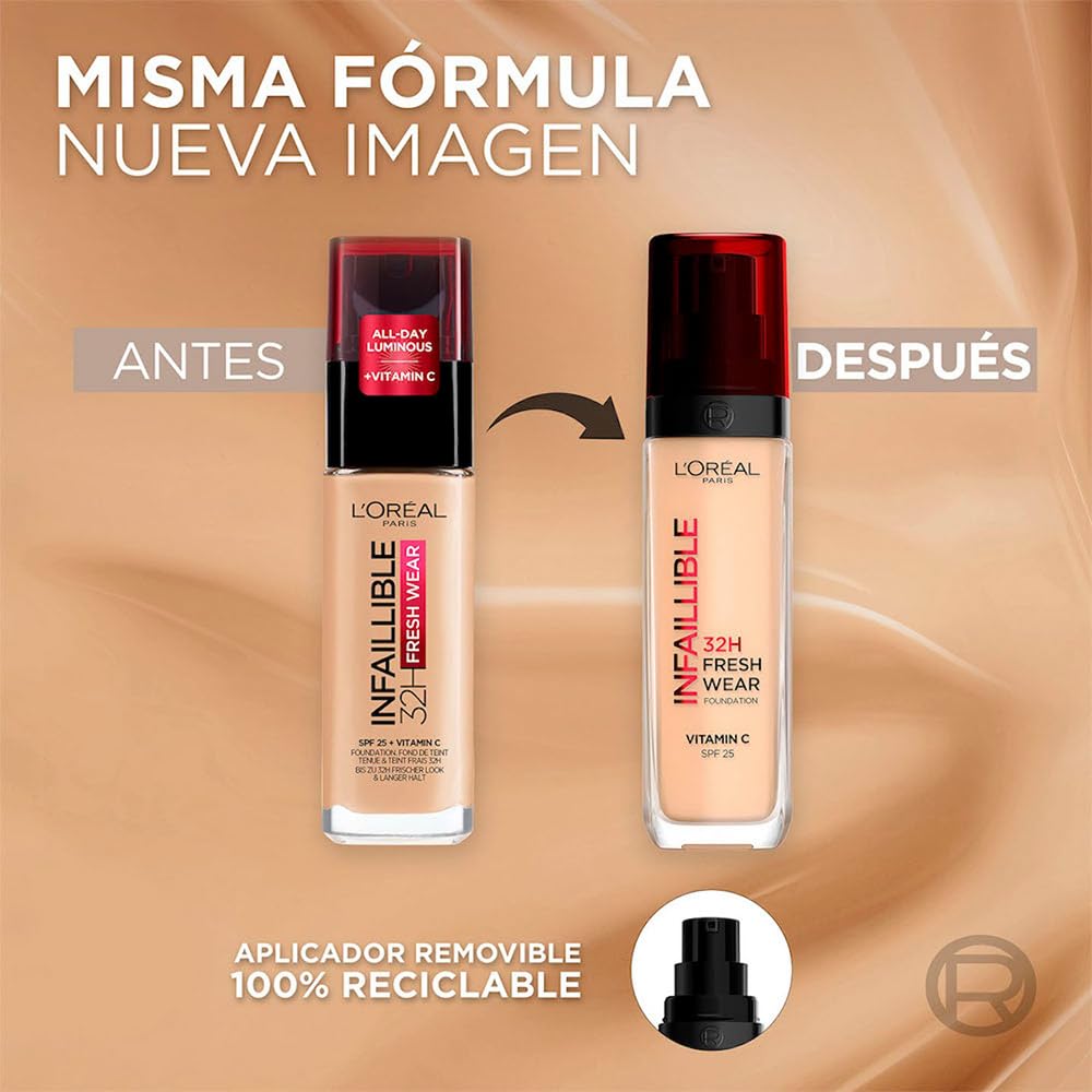 L'Oreal Paris, Infallible 32H Freshwear Base Maquillaje 225 Sable Beige 30Ml