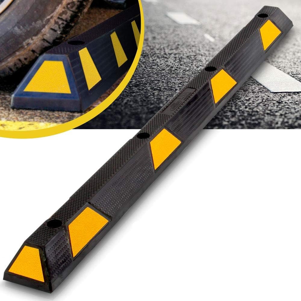 Pyle Tope de Estacionamiento para Garaje, Tope de Piso de Goma Extra Ancho de 183 cm, Resistente para Estacionamientos, Ideal para Vehículos, Camiones, Entradas, Protege Parachoques, Negro
