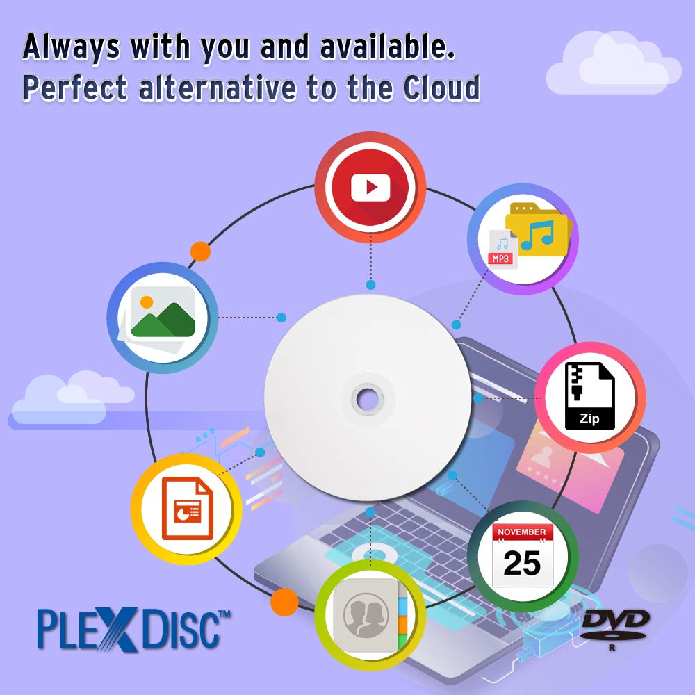 PlexDisc BLU-Ray Disc Double Layer Recordable Logo Parte Superior 10-Disc Spindle, DVD-R