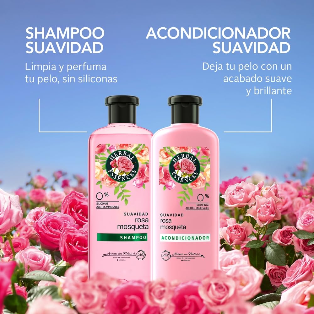 Herbal Essences Kit Exclusivo VIBRAS ROSA Rosa Mosqueta