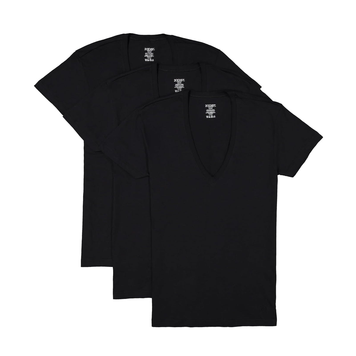 2(x) ist Playera de algodón Esencial Ajustada con Cuello en V Profundo, Paquete de 3 Capa de Base Superior para para Hombre