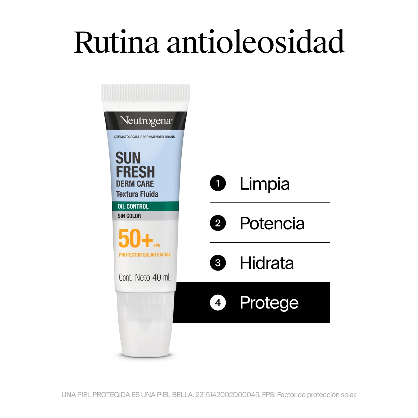 Neutrogena® Protector Solar Facial Sun Fresh Derm Care Oil Control Fluido 40ml