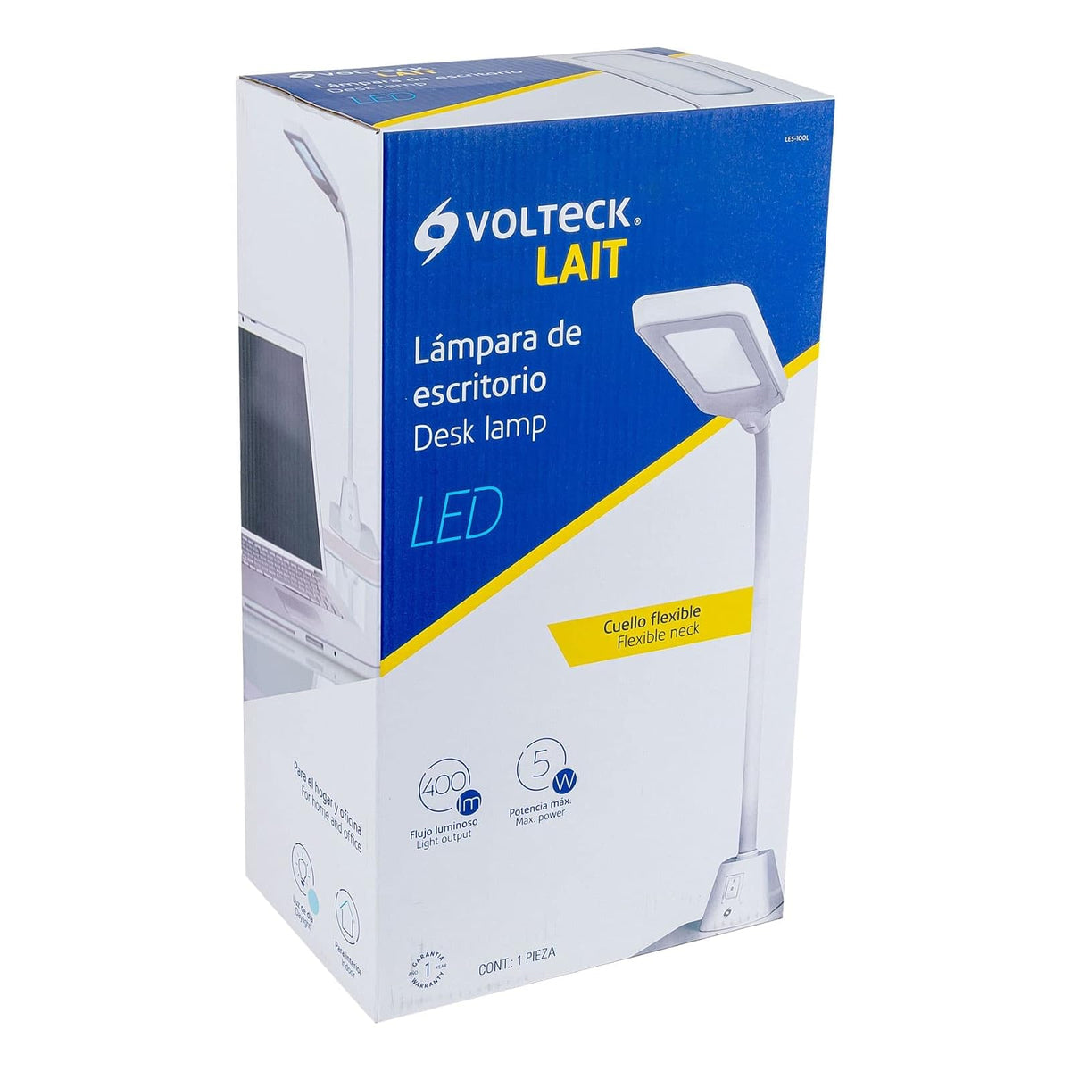 Volteck Lait LES-100L, Lámpara de LED 5W cuello flexible para escritorio