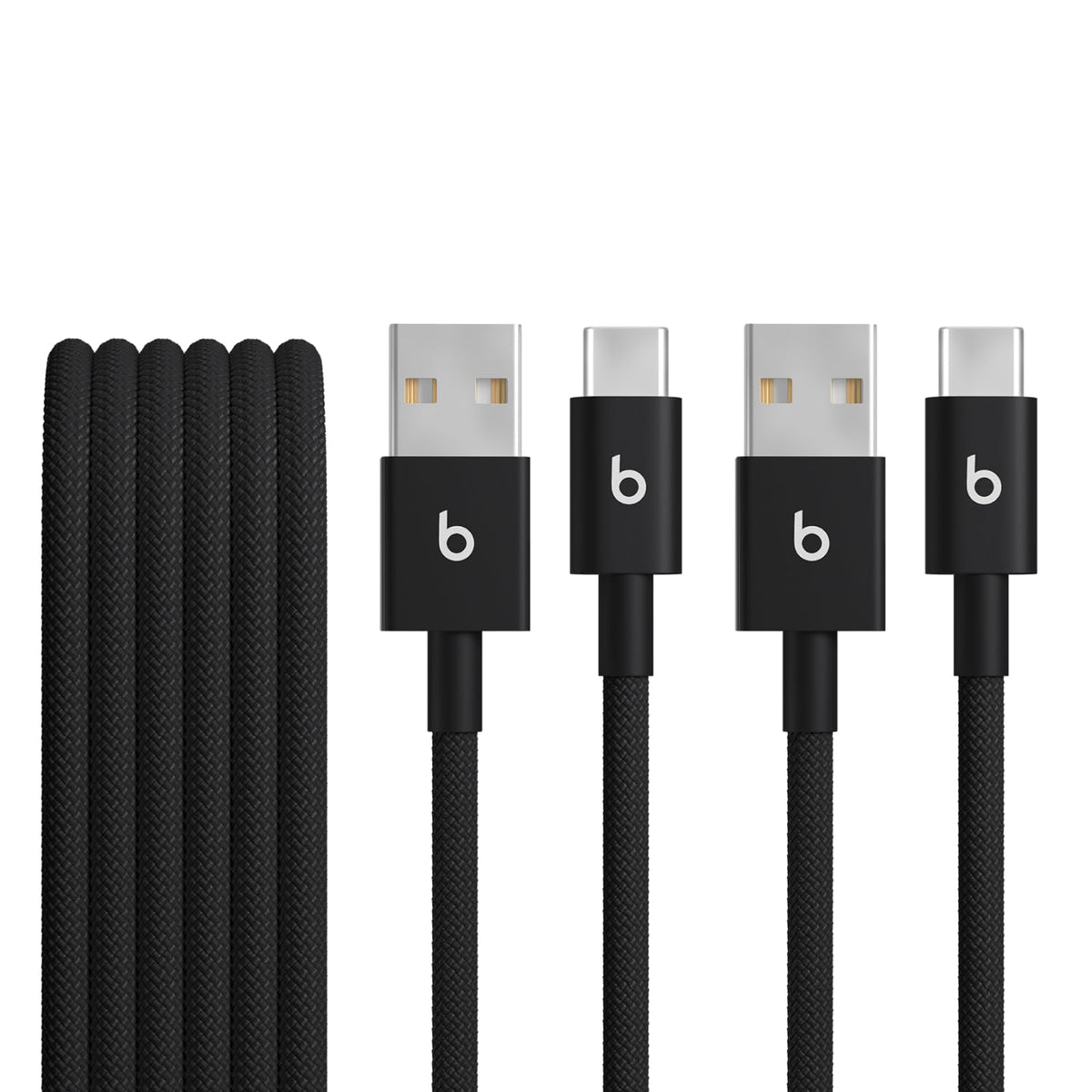 Beats Cable Trenzado USB-A a USB-C, Carga Rápida - Negro eléctrico - 2 Pack (1.5 m)