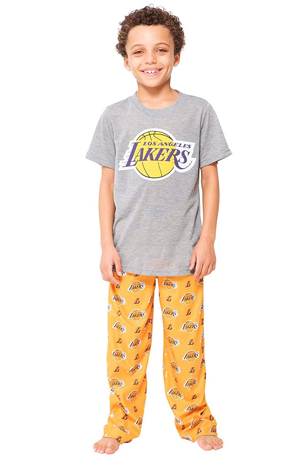 Ultra Game Youth NBA - Conjunto Oficial de 2 Piezas de Pijama y Playera - Los Angeles Lakers - 7 - Color del equipo