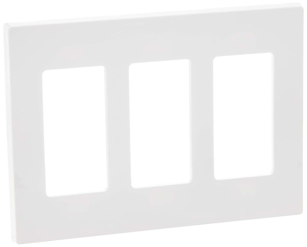 Leviton Placa de Pared Decora Plus, Sin Tornillos - Placa de 3 unidades - Blanco - Placa de pared