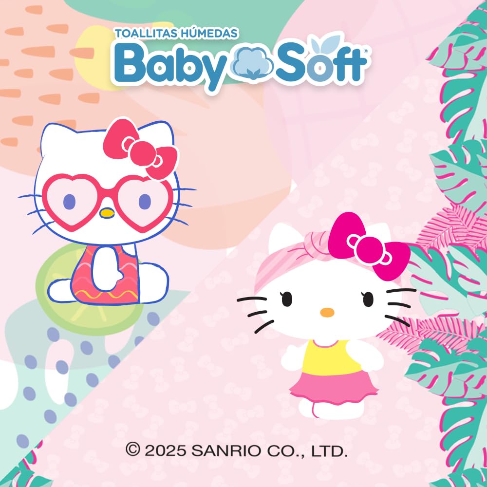 Toallitas Húmedas Baby Soft, Aroma Lavanda/Aroma Tropical, Hello Kitty and Friends, Caja con 1,440 piezas (18 Paquetes con 80 Toallitas c/u)