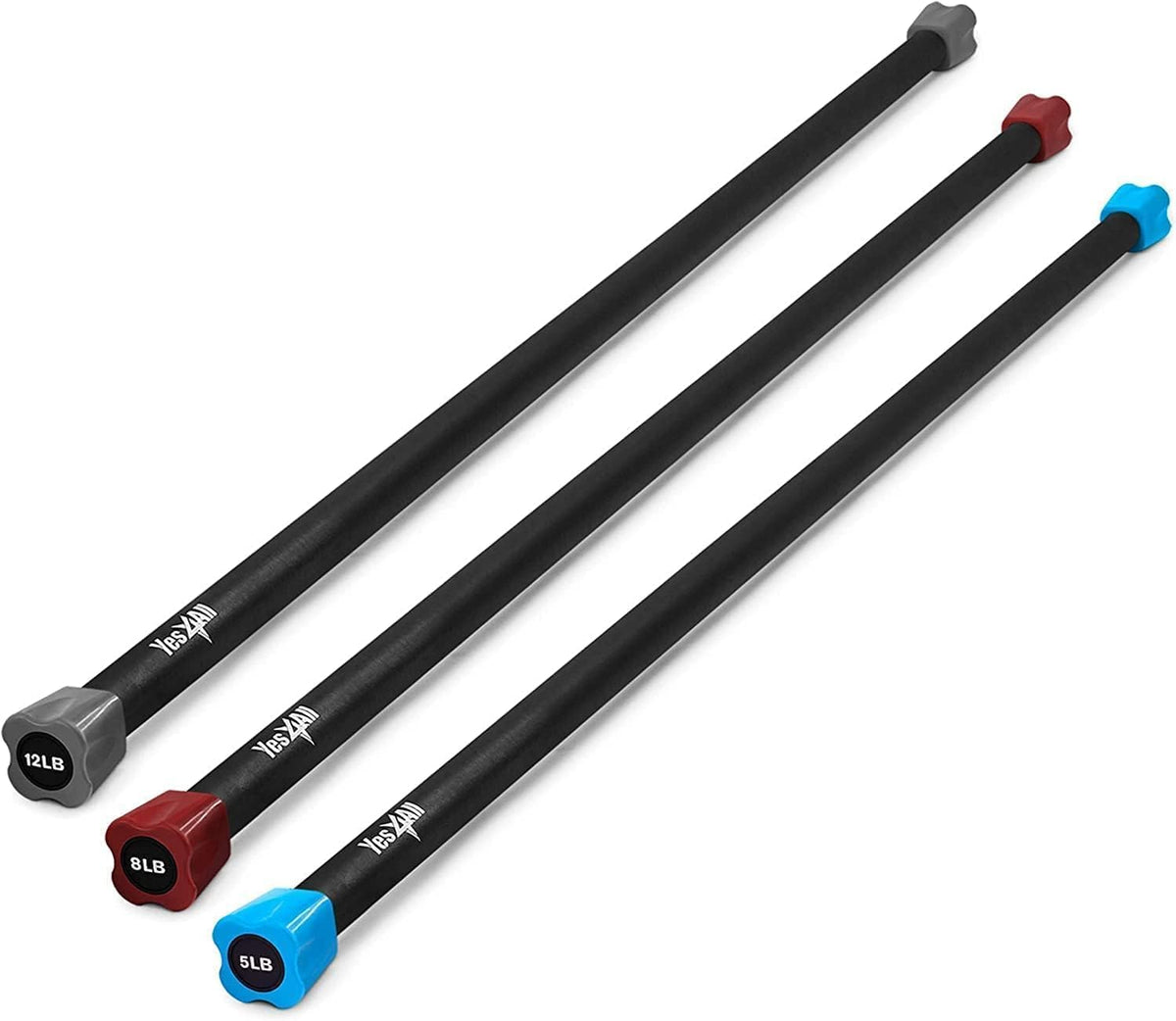 Yes4All Estante para Barras de Ejercicio, Hasta 200 lb - J. Set 5 + 8 + 12 libras
