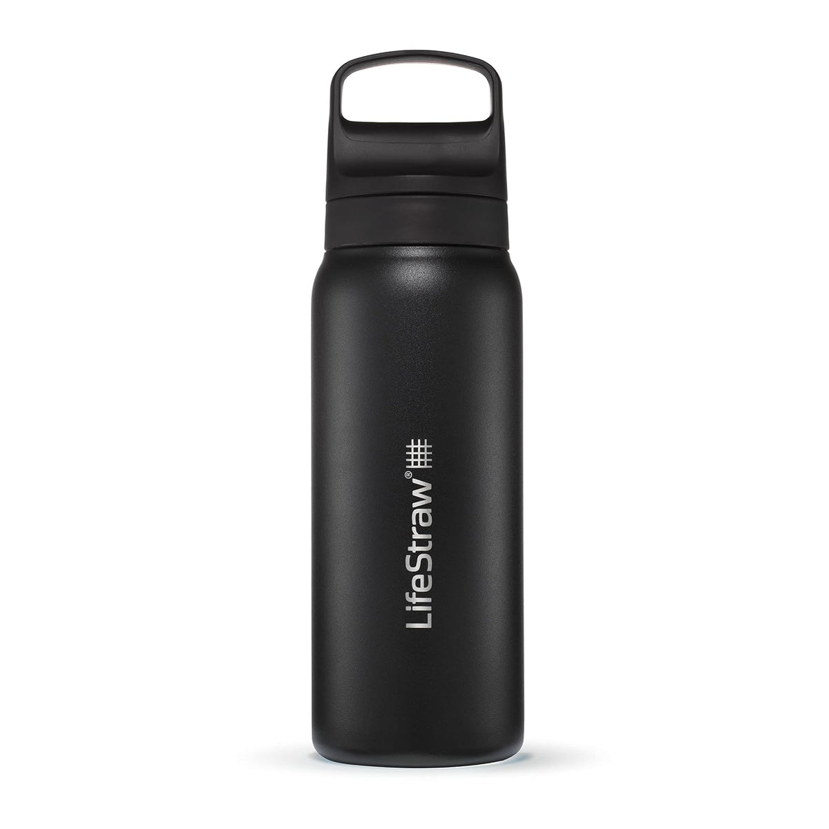 LifeStraw Go Series - Botella filtrante de agua de acero inoxidable apta para viajes y uso diario, elimina bacterias, parásitos y microplásticos, mejora el sabor, 24 onzas Nordic Black - Nordic Noir - 24 oz