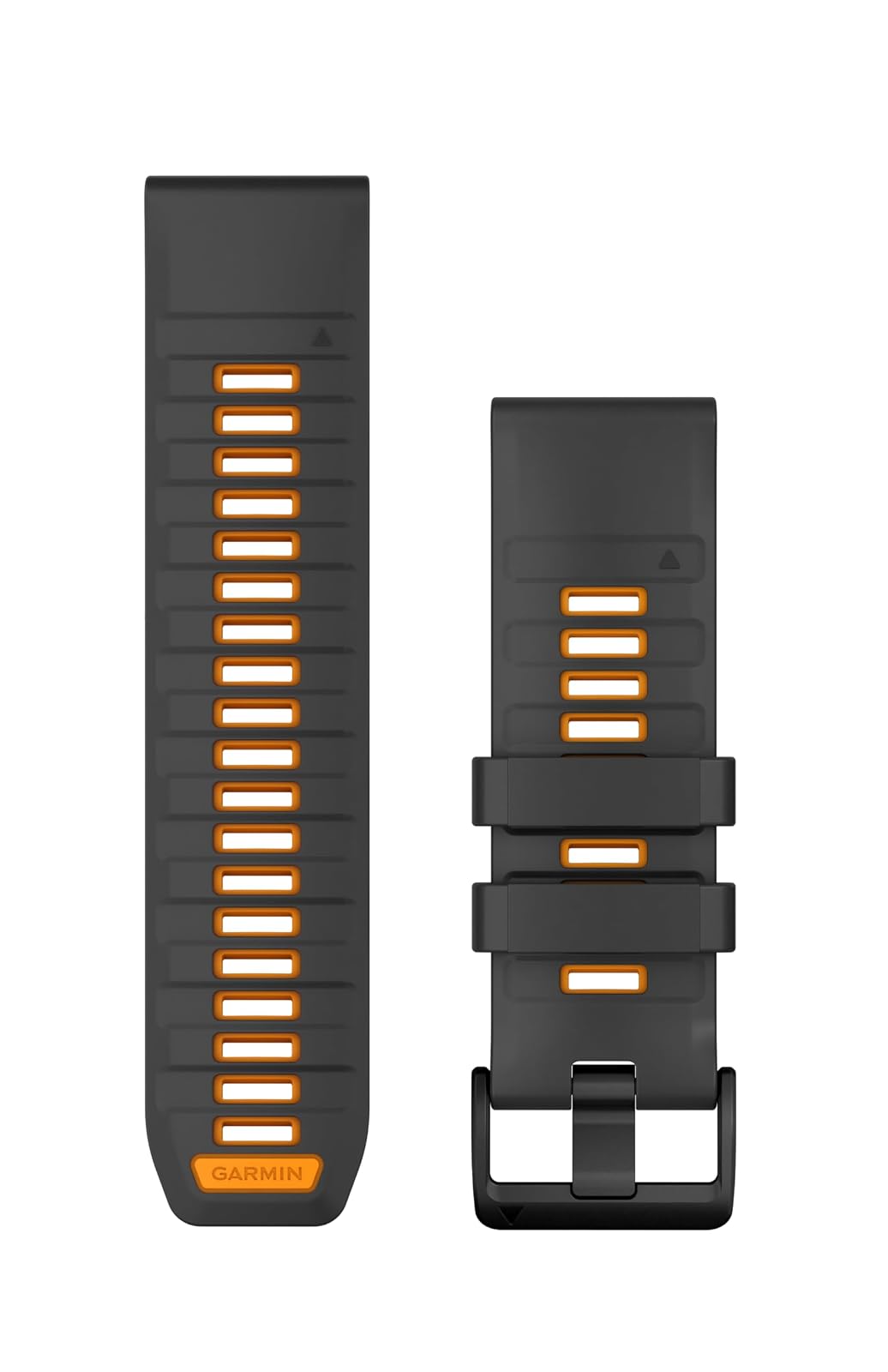 Garmin Correa QuickFit de Silicona, Negro y Gris Guijarro - Grafito - Naranja Brillante - 26 mm