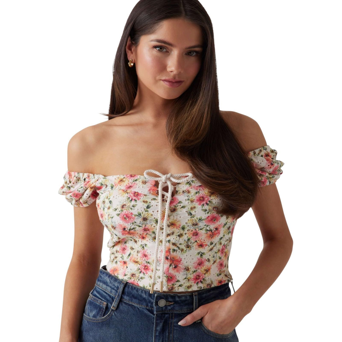 Guess Top SS Eliane con Volumen Estilo Puff