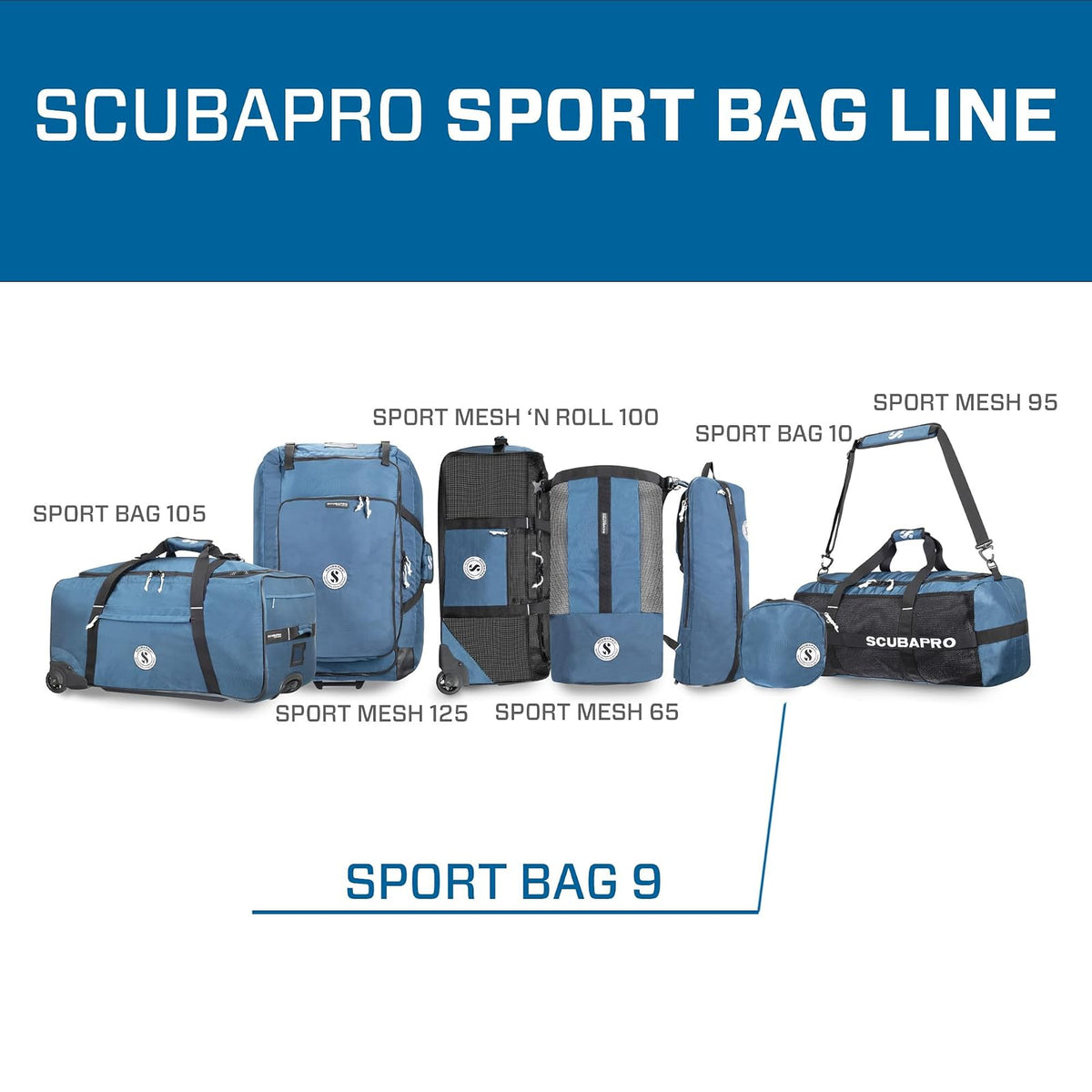 SCUBAPRO Sport 9 - Bolsa de buceo con asa superior para equipo de buceo, tela de color azul mezclilla
