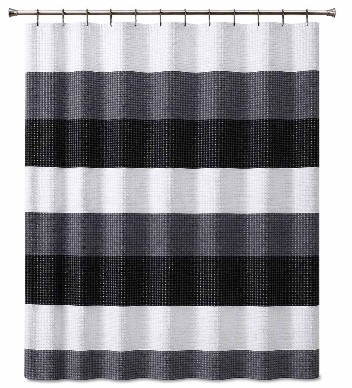 Dainty Home Ombre Waffle Shower Curtain, 70x72, Black - Negro (textured black)