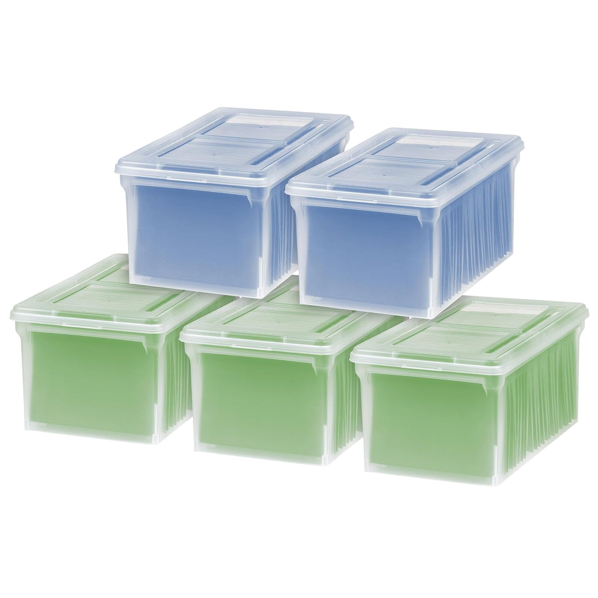 IRIS USA Caja Organizadora de Archivos WeatherPro con Broches, Resistente al Agua - Paquete de 5