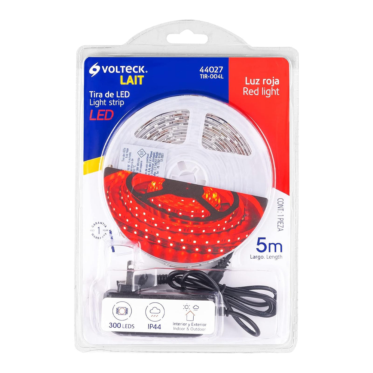 Volteck Lait TIR-004L Tira de LED de 5 m 18 W para interior y exterior rojo