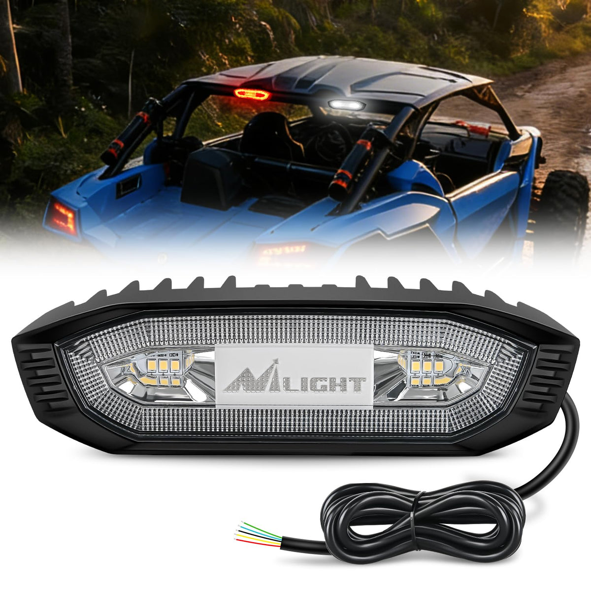 Nilight UTV LED Chase Brake Light Universal 1.75”-2.0” Roll Bar Mount Running Strobe Reverse Cargo Lights for ATV Can-Am Polaris RZR Dune Buggy Golf Cart Boat - Negro -