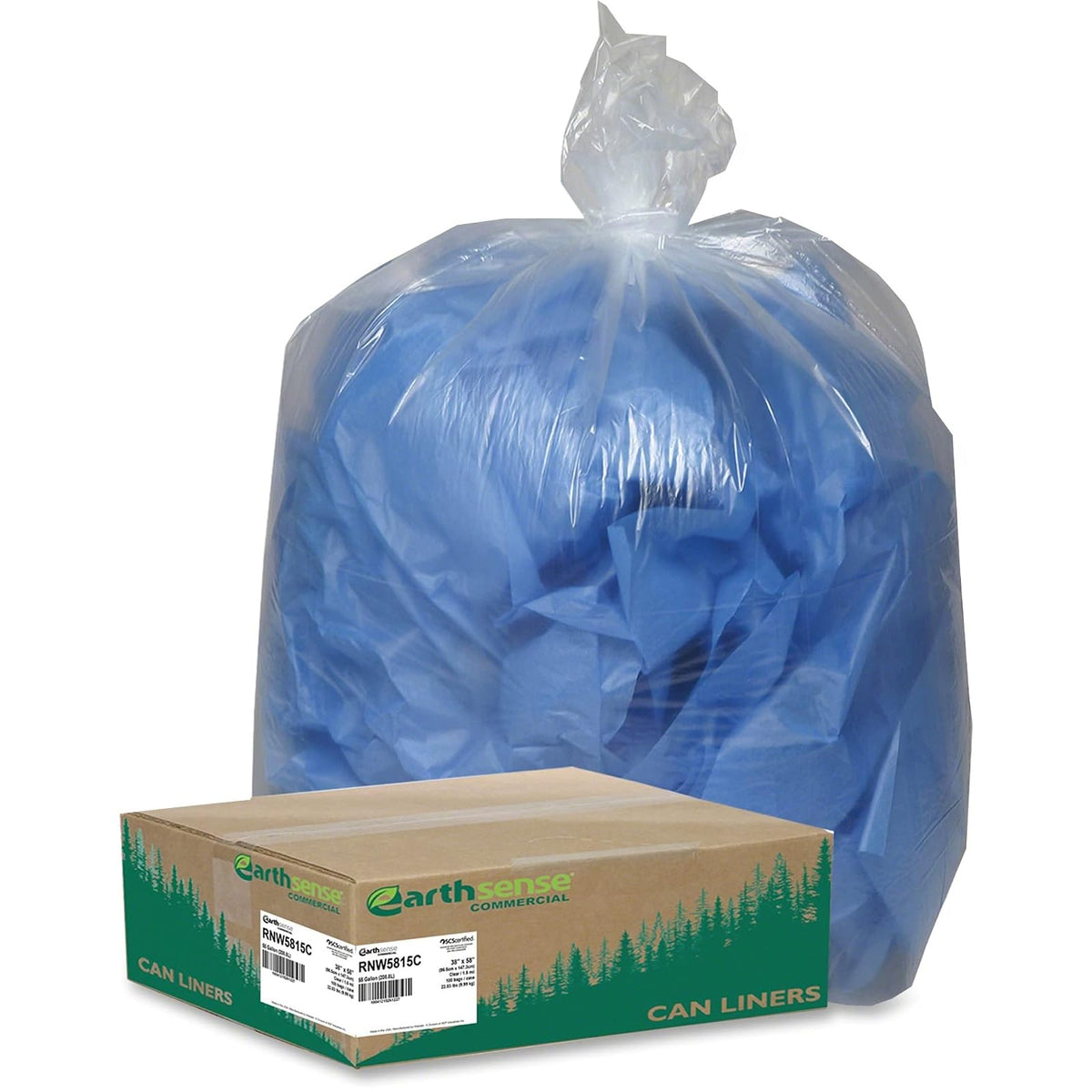 Earthsense Commercial Bolsas de Basura Industrial 55-60 gal, 100 pzas - 60 gal x 1.5 mil - 100