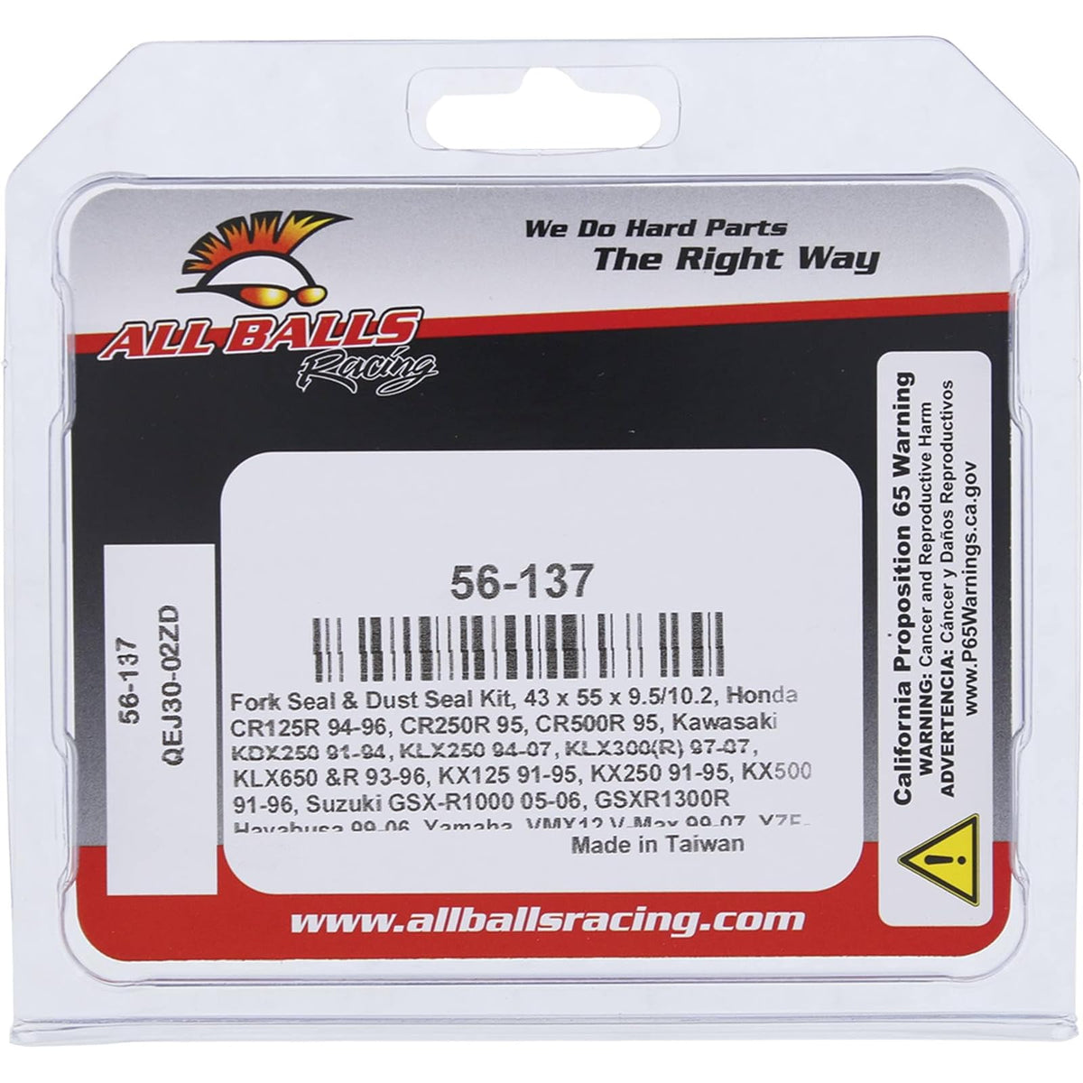 All Balls Racing Kit de Sellado de Horquilla y Polvo 56-137 Compatible con Honda Kawasaki Suzuki Yamaha, Multi