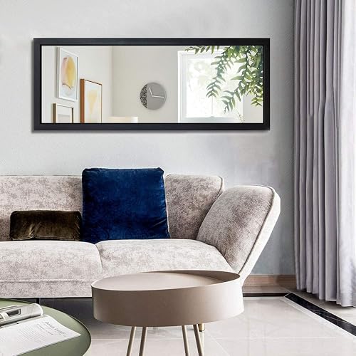 MIRUO Full Length Mirror, 44" x 16" Wall-Mounted Mirror, Mirror for Wall, Polystyrene Frame Dressing Mirror, Hanging or Leaning Against Wall for Bedroom, Living Room, Entryway, Black (No Stand)
