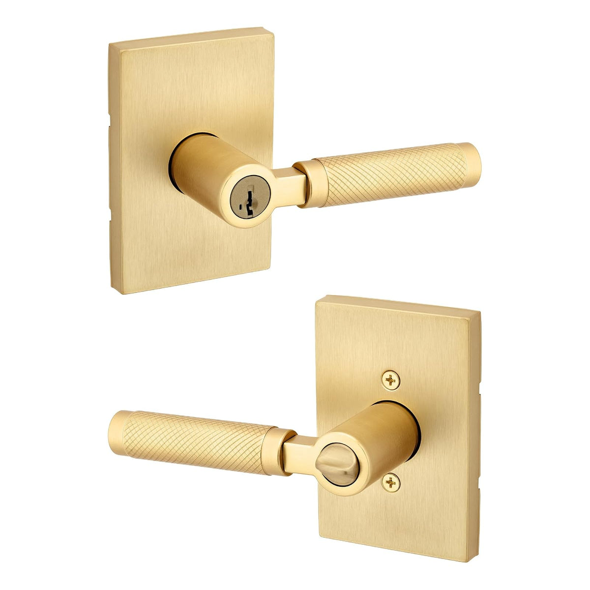 Kwikset Prava Manija para Puerta, Moleteada, Varios Acabados - latón satinado - Entrada
