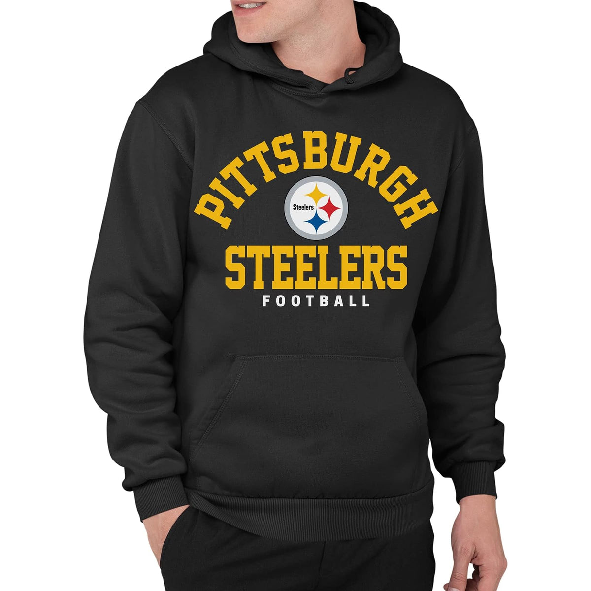 Junk Food NFL - Sudadera con Capucha Unisex con Logotipo del Equipo NFL Classic para Adultos - Pittsburgh Steelers - XL - Negro -