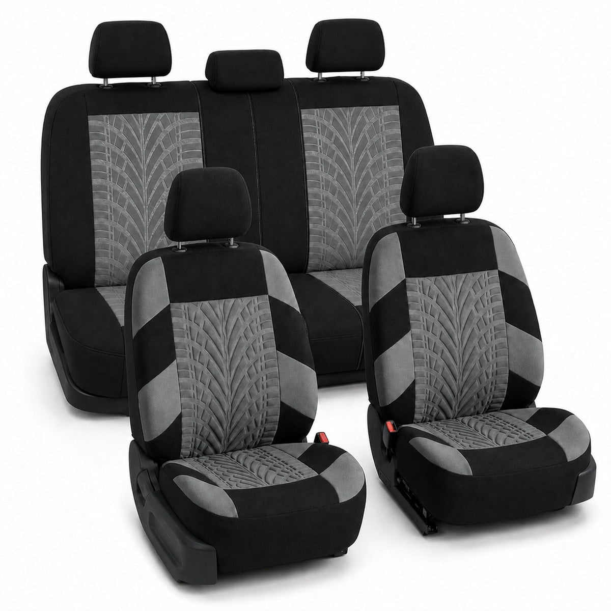 FH GROUP FB071GRAY115 Car Seat Cover (Travel Master Airbag and Split Bench Compatible Gray) - Juego completo - Gray