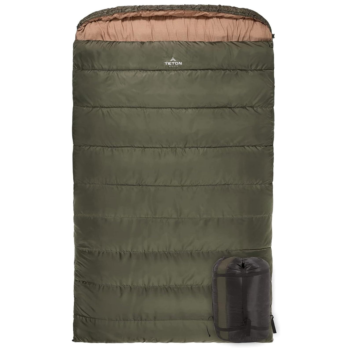 Teton Sports Mammoth, Bolsa de Dormir para Dos, se Incluye un Saco para Guardar Gratis - Green Taffeta - 0 Degrees Fahrenheit