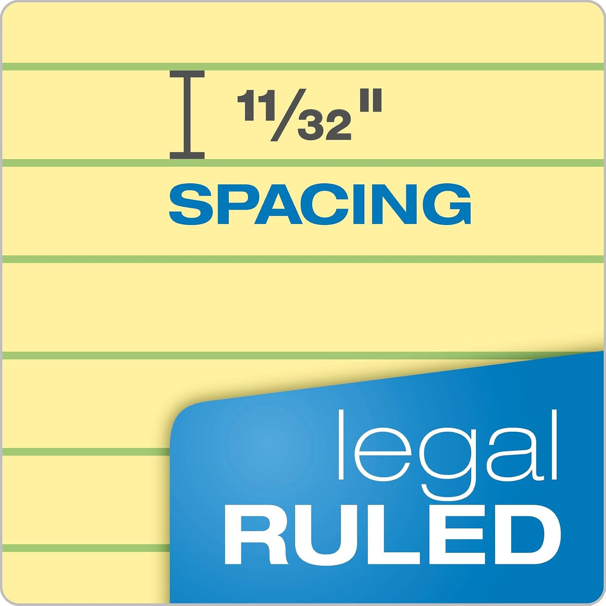 TOPS Docket Gold Writing Pads, 8-1/2" x 11-3/4", Legal Rule, Canary Paper, 50 Sheets, 6 Pack (99707), Original Version